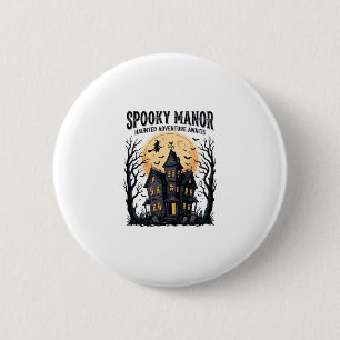 Chapa Redonda De 5 Cm Casa Embrujada Halloween Grabado Antiguo Arte Noct
