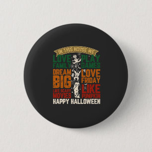 Chapa Redonda De 5 Cm Casa Feliz Halloween Monstruos Telarañas