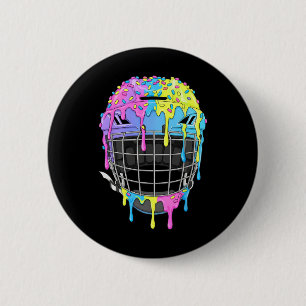 Chapa Redonda De 5 Cm Casco de Hockey Helado Goteante Para Niño Jugador 