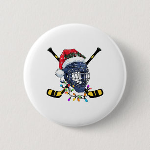 Chapa Redonda De 5 Cm Casco de Hockey sobre Hielo de Navidad Santa Xmas