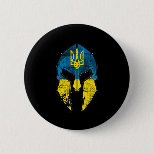 Chapa Redonda De 5 Cm Casco Esparta de Ucrania Hombres de bandera Escudo