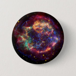 Chapa Redonda De 5 Cm Cassiopeia Galaxy Resto de Supernova