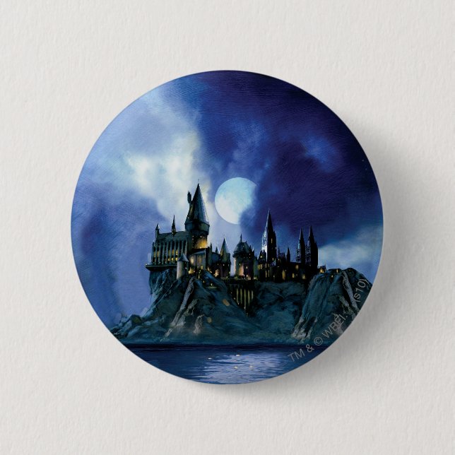 Chapa Redonda De 5 Cm Castillo de Harry Potter | Hogwares nocturnos (Anverso)