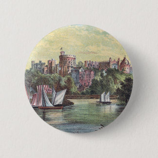 Chapa Redonda De 5 Cm Castillo de Windsor a través del Thames