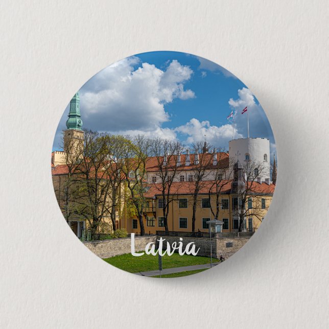 Chapa Redonda De 5 Cm Castillo Riga en Riga, Letonia (Anverso)