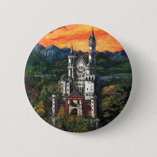 Chapa Redonda De 5 Cm Castillo Schloss Neuschwanstein (Anverso)
