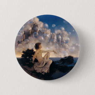 Chapa Redonda De 5 Cm Castillos en el Aire de Maxfield Parrish 1904 Fant