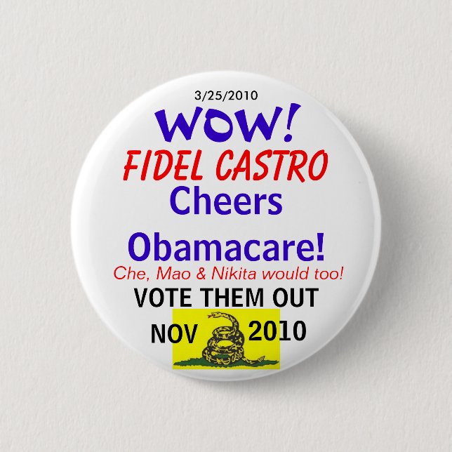 Chapa Redonda De 5 Cm Castro anima Obamacare (Anverso)
