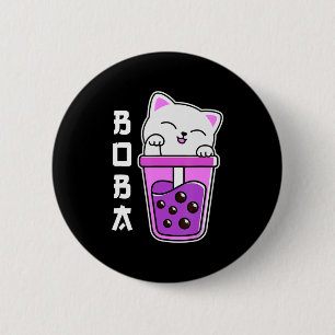 Chapa Redonda De 5 Cm Cat Boba Anime Bubble Tea Neko Chicas Kawaii Chica