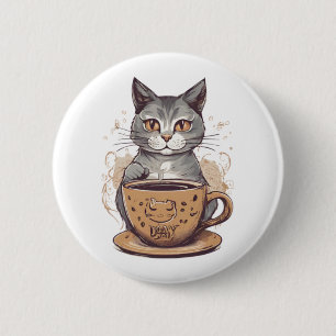 Chapa Redonda De 5 Cm Cat Coffee