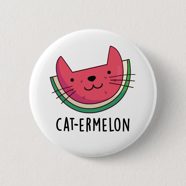 Chapa Redonda De 5 Cm Cat-ermelon Funny Cat Watermelon Pun (Anverso)