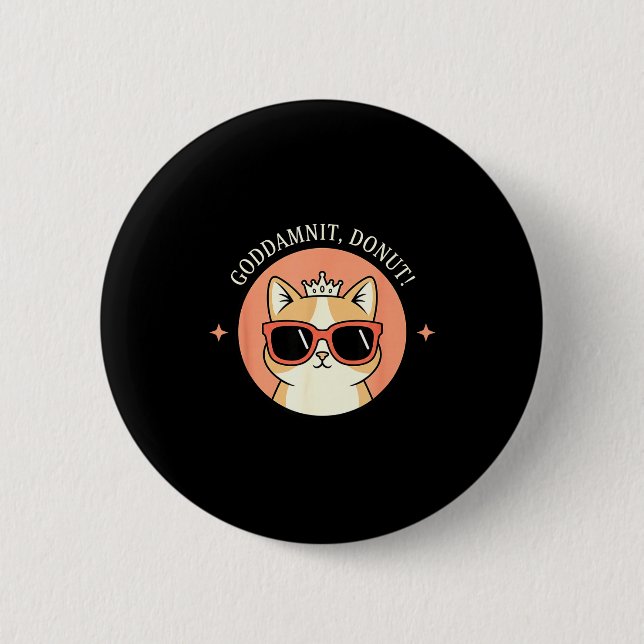 Chapa Redonda De 5 Cm Cat - Godit, Donut! Sy Retro Cat Lover Design  (Anverso)