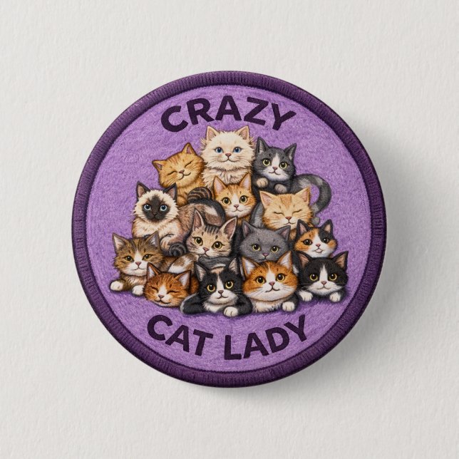 Chapa Redonda De 5 Cm Cat Lady (Anverso)