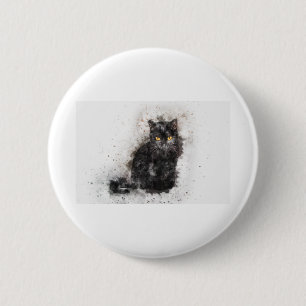 Chapa Redonda De 5 Cm Cat Mascota Art Resumen Watercolor Vintage Kitten
