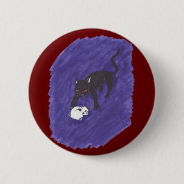 Chapa Redonda De 5 Cm Cat & Skull