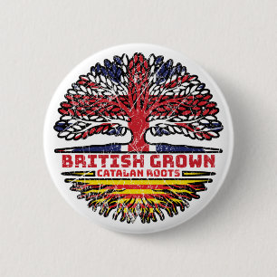 Chapa Redonda De 5 Cm Catalonia Catalán Reino Unido Árbol británico