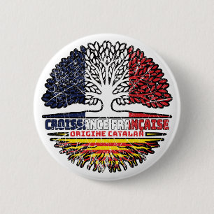 Chapa Redonda De 5 Cm Cataluña Catalana Francia Árbol Roots Bandera