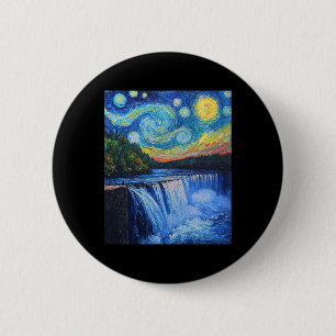 Chapa Redonda De 5 Cm Cataratas del Niágara - Estilo Van Gogh - Noche es