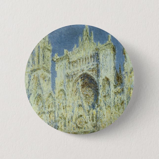 Chapa Redonda De 5 Cm Catedral de Rouen Fachada Oeste Luz del Sol, Claud (Anverso)