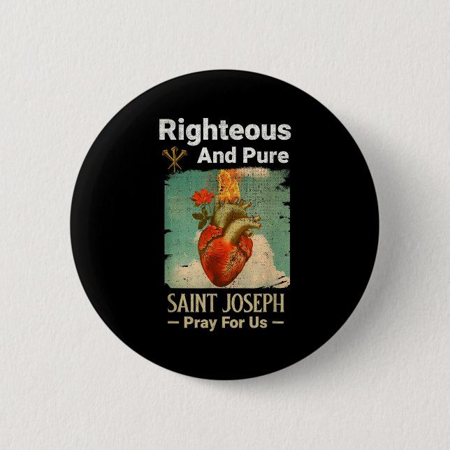 Chapa Redonda De 5 Cm Catholic St. Joseph, Patron Saint Of Fathers, Pray (Anverso)