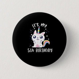 Chapa Redonda De 5 Cm Caticorn Kawaii Cat Unicorn Edad 5 T-Shirt