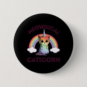 Chapa Redonda De 5 Cm Caticorn Meowgic Camiseta Gato Unicornio Mujeres C