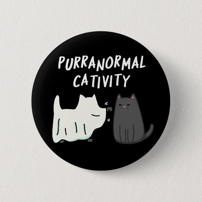 Chapa Redonda De 5 Cm Catividad Purranormal Halloween Cat Pun Dark BG (Anverso)