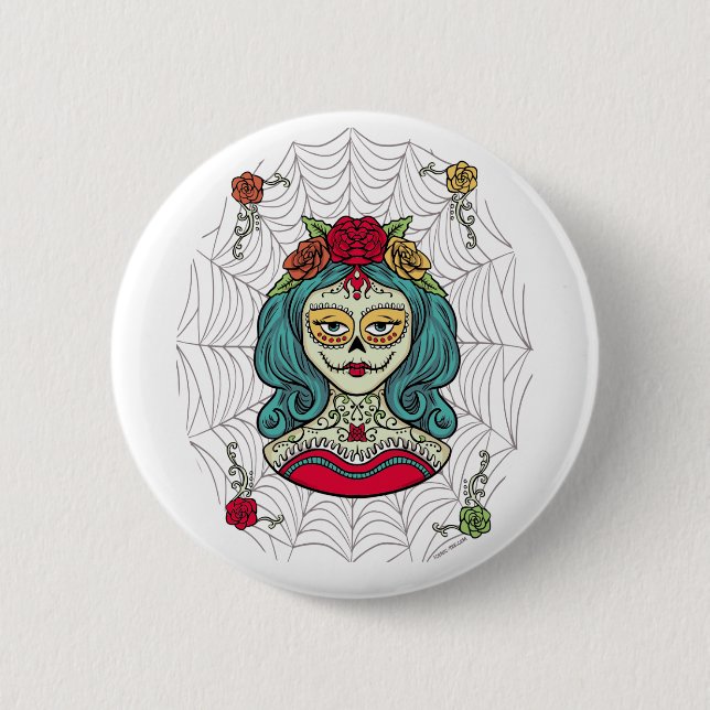 Chapa Redonda De 5 Cm Catrina Día de Muertos Web (Anverso)