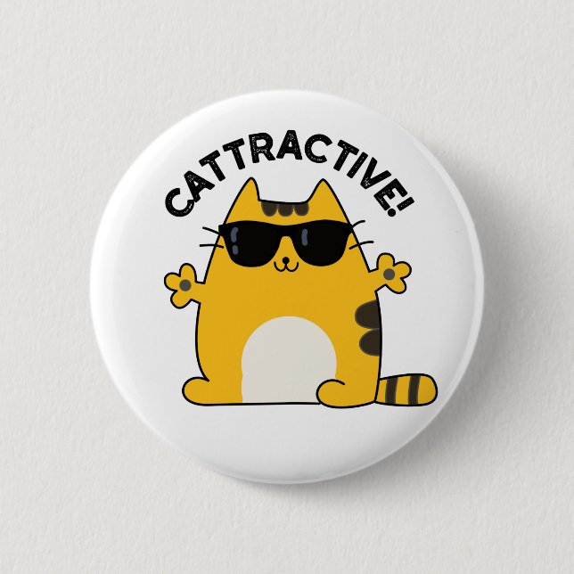 Chapa Redonda De 5 Cm Cattractive Funny Atractivo Cat Pun (Anverso)
