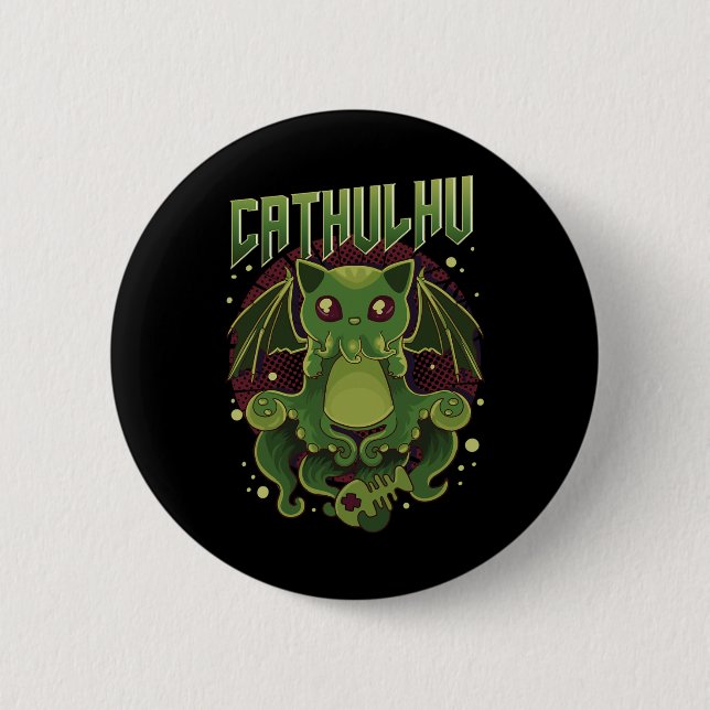 Chapa Redonda De 5 Cm Catulhu Kawaii Cat Cthulhu (Anverso)