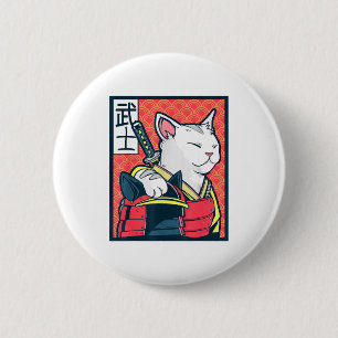 Chapa Redonda De 5 Cm Catzilla Arte de Gato Japonés Antiguo Camiseta Nin