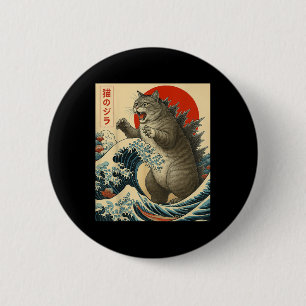 Chapa Redonda De 5 Cm Catzilla Cat Arte Japonés Gracioso Regalos De Gato