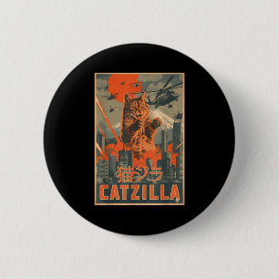 Chapa Redonda De 5 Cm Catzilla Gato Arte Japonés Regalos Divertidos de G