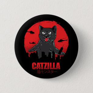 Chapa Redonda De 5 Cm Catzilla Monster Cat Classic Round