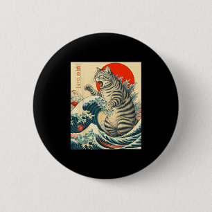 Chapa Redonda De 5 Cm Catzilla Shorthair Cat Regalos De Arte Japoneses P