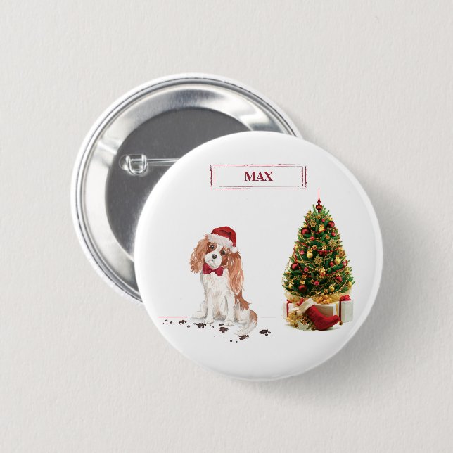Chapa Redonda De 5 Cm Cavalier King Charles Spaniel Navidades graciosos  (Anverso y reverso)