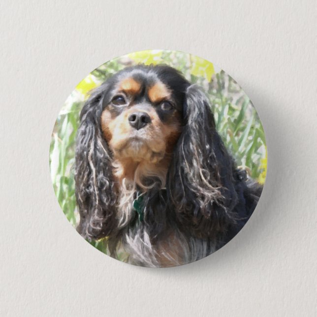 Chapa Redonda De 5 Cm Cavalier pintado King Charles Spaniel (Anverso)