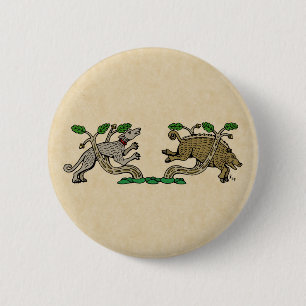 Chapa Redonda De 5 Cm Caza Boar Medieval
