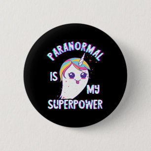 Chapa Redonda De 5 Cm Caza de fantasma unicornio de superpotencia parano