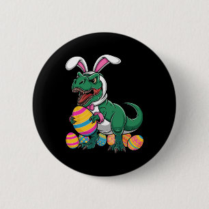 Chapa Redonda De 5 Cm Caza de Huevo de Pascua T Rex Dinosaur Bunny Feliz