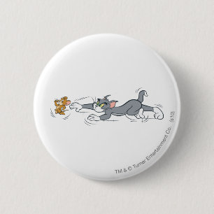 Chapa Redonda De 5 Cm Caza de Tom y Jerry