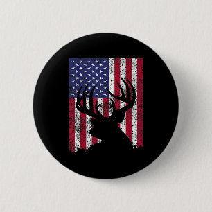 Chapa Redonda De 5 Cm Caza de venado Tee Whitetail Hunter American Fla