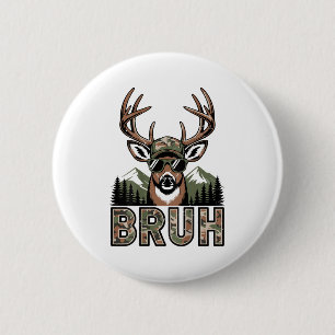 Chapa Redonda De 5 Cm Cazador de Camuflaje de Ciervo Camuflaje Bruh Elk 