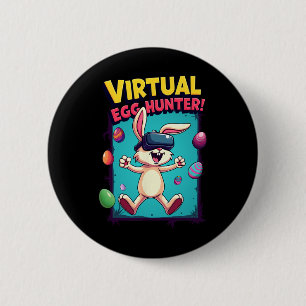Chapa Redonda De 5 Cm Cazador de Huevos Virtual - Conejito Gamer Diverti