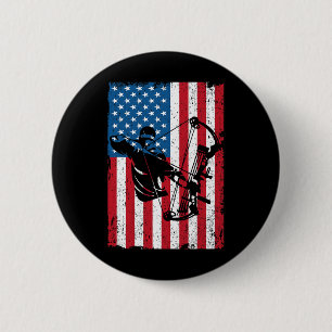 Chapa Redonda De 5 Cm Cazando a Archer Bandera Americana Bowcazter