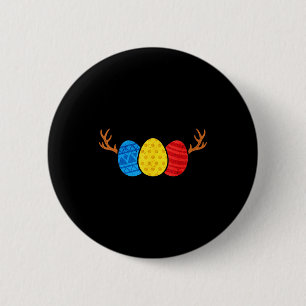 Chapa Redonda De 5 Cm Cazando Huevos de Pascua Cuerno de Ciervo Divertid