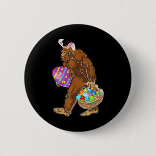 Chapa Redonda De 5 Cm Cazando huevos de Pascua divertidos Bigfoot