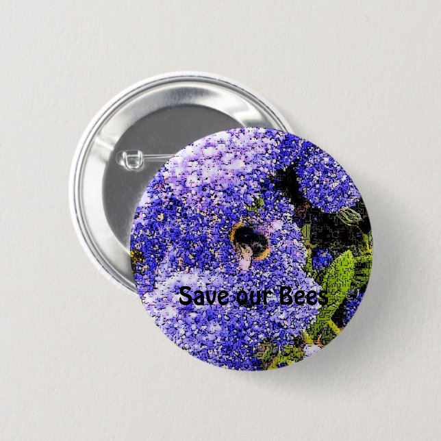 Chapa Redonda De 5 Cm Ceanothus Flowers Bee (Anverso y reverso)