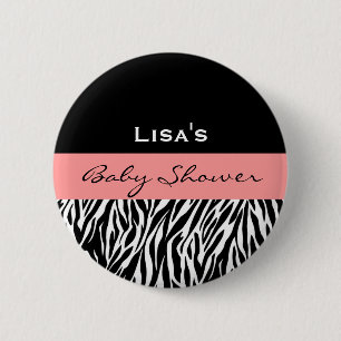 Chapa Redonda De 5 Cm Cebra rosada blanca negra moderna de la ducha de