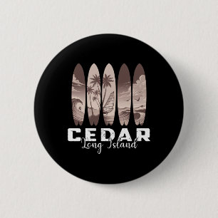 Chapa Redonda De 5 Cm Cedar Beach Long Island Tabla de Surf Hombres Muje